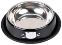 3 Pack Printed Stainless Steel Cat Bowls – 8.1 fl oz Anti-Skid Food & Water Cat Feeding Bowls|Cat Dish for Food and Water Bowl|Cat Feeding Bowl for Kitten (Grey, Black & Red)