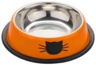 3 Pack Printed Stainless Steel Cat Bowls – 8.1 fl oz Anti-Skid Food & Water Cat Feeding Bowls|Cat Dish for Food and Water Bowl|Cat Feeding Bowl for Kitten (Grey, Black & Orange)