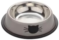 2 Pack Printed Stainless Steel Cat Bowls – 8.1 fl oz Anti-Skid Food & Water Cat Feeding Bowls|Cat Dish for Food and Water Bowl|Cat Feeding Bowl for Kitten (Blue & Grey)