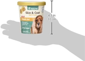 NaturVet Skin and Coat Plus Breath Aid for Dogs, 70 ct Soft Chews, Made in The USA with Globally Source Ingredients