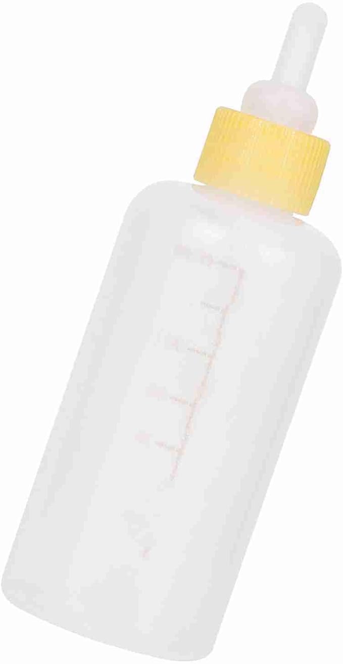 CHICIRIS Environment Protection Gel Pet Nursing Kit, Clear Scale Milk Capacity, Puppy Kitten Feeding Bottle, 6PCSSet 60ml, Four Spare Nipples, Ideal for Small and Large Babies (Yellow)