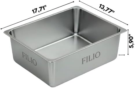 Stainless Steel Litter Box, Non Stick litterbox, Metal Litter pan, Litter Box Steel, Metal cat Box, Steel litterbox, Kitty Litter pan, Stainless Steel tub (Small)