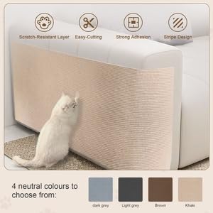 Eunice Cat Scratching Mat, Self-Adhesive Cat Scratch Carpet, Trimmable Replacement Carpet Pad for Tree Wall Cat Scratching Post DIY Couch Protector (Khaki, 78.7"x15.8")