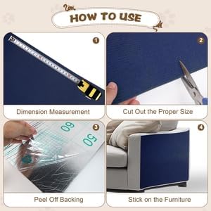 Eunice Cat Scratching Mat, Self-Adhesive Cat Scratch Carpet, Trimmable Replacement Carpet Pad for Tree Wall Cat Scratching Post DIY Couch Protector (Dark Blue, 78.7"x15.8")