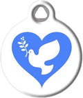 Dog Tag Art Religious Custom Pet ID Tag for Dogs and Cats, Personalized Dog Tag with Customized Identification Information, Peace Dove, Small (7/8" Diameter)