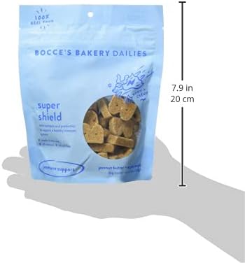 Bocce's Bakery Dailies Super Shield Dog Treats for Immune Support, Wheat-Free Dog Treats, Made with Real Ingredients, Baked in The USA, Natural Soft & Chewy, Peanut Butter & Apple, 6 oz