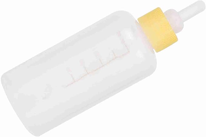 CHICIRIS Environment Protection Gel Pet Nursing Kit, Clear Scale Milk Capacity, Puppy Kitten Feeding Bottle, 6PCSSet 60ml, Four Spare Nipples, Ideal for Small and Large Babies (Yellow)