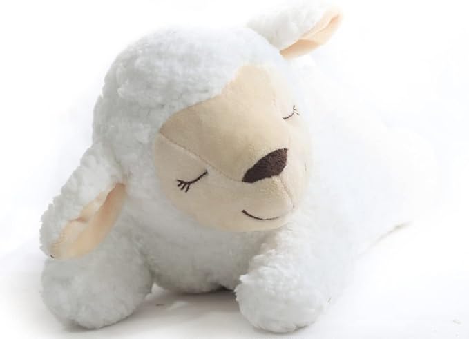 HonourHope Dog Heartbeat Toy for Anxiety Relief, Dog Soft Plush Toy Pet Calming Puppy Behavioral Training Aid Toy Pet Companion Pillow for Puppy Dog Cat Kitty Pets - Sheep