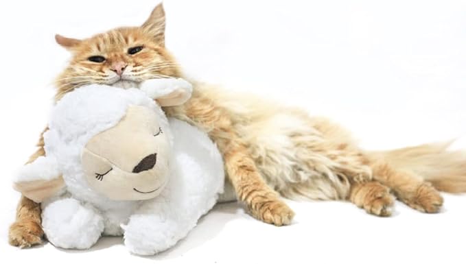 HonourHope Dog Heartbeat Toy for Anxiety Relief, Dog Soft Plush Toy Pet Calming Puppy Behavioral Training Aid Toy Pet Companion Pillow for Puppy Dog Cat Kitty Pets - Sheep
