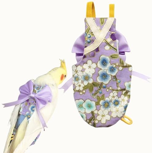 Bird Flight Suits Diapers, Parrot Flight Suits Diapers for Quaker Parakeets Cockatiels Conures Macaw African Grey, Bird Diaper, Parrot Clothes (Purple A,M)