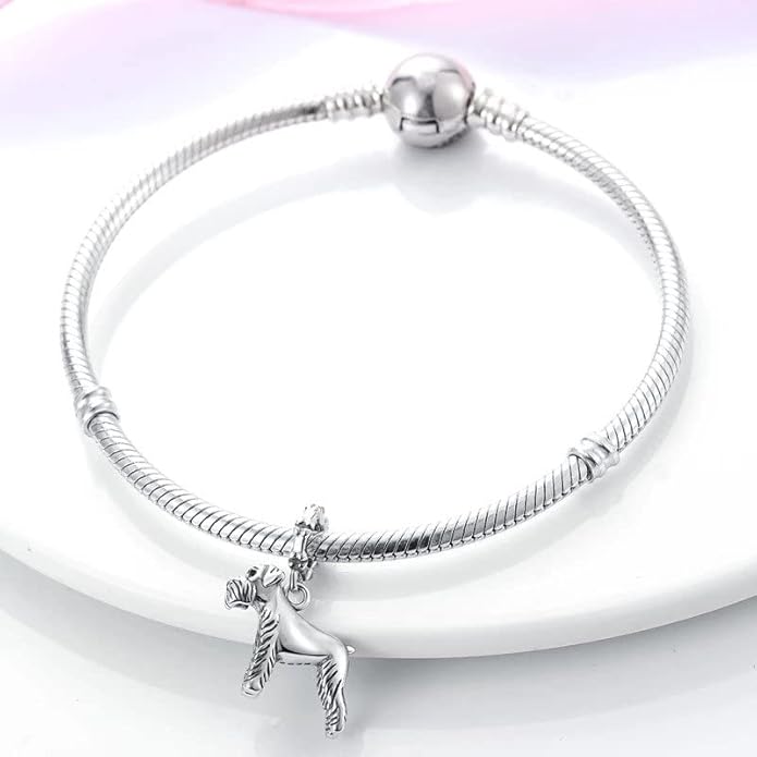 Pet Charm, Cute Dog Charm, Animal Dangle Charm, Sterling Silver Charm, Gift For Women, Friends, Wife, Mother, Christmas, and Halloween, Compatible With Pandora