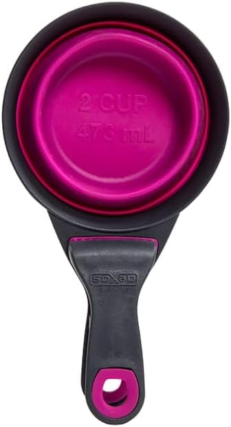 Dexas Pets Collapsible KlipScoop Collapsible Dry Dog Food Scoop and Dog Food Bag Clip, 2 Cup Capacity, Fuchsia