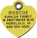 LuckyPet Durable Plastic Pet ID Tag, Outlasts Cheap Aluminum Tags for The Same Price, Custom Engraved, Large Yellow Heart