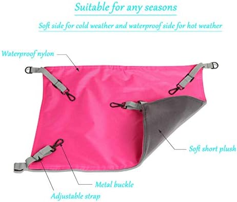 RivenAn Hanging Cat Hammock, Pet Hammock for Cage, Adjustable Cat Bed Two Sides Comfortable/Waterproof Resting Sleepy Pad for Cats Small Dogs Rabbits or Other Small Animals (Pink)