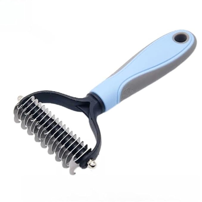 Dog Grooming Deshedding Brush Pet Hair Remover, Cat Dog Undercoat Comb: Stainless Steel Shedding Blade - Coat Thinning Trimmer | Grooming Tool for Short/Long Hair Dogs/Cats Shedding Control (Blue-S)