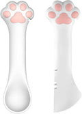 Joyinjojo 2 Pack Dog Cat Food Spoon Spatula, Cute Paw Pet Can Opener Mixing Spoons for Dog Cat Wet Food, Small Silicone Spatula Cat Treat Spoon Pet Cannd Food Scoop for Dog Cat, White