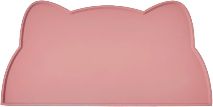 Cat Food Mat, Silicone Non Slip Dog Bowl Mat Waterproof Cat Feeding Mat Stop Food Spills and Water Messes Out to Floor Pet Food Mat (Coral Pink, 20" x 12")