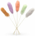 Rabbit Fur Cat Toys – 5PCS Interactive Cat Wand Toys for Indoor Cats, Soft Teaser Sticks for Play & Exercise, Natural Fur Cat's Teaser Set, 15" Long