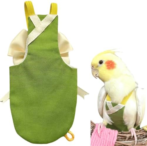 Bird Flight Suits Diapers, Parrot Flight Suits Diapers for Quaker Parakeets Cockatiels Conures Macaw African Grey, Bird Diaper, Parrot Clothes (Green C,M)