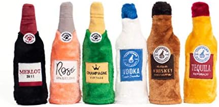 ZippyPaws Happy Hour Crusherz - Interactive Dog Toys to Keep Them Busy, Squeaky Plush Pet Toy for All Breeds, for Small, Medium, & Large Dogs, Drink Themed Crinkle Water Bottle Toy - Rosé