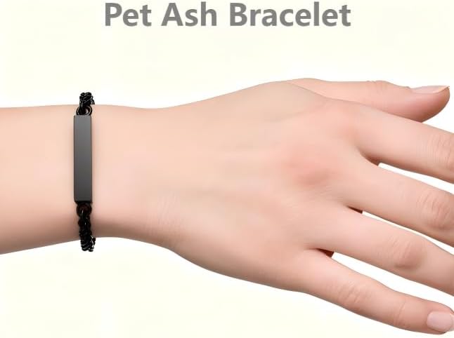 Customizable Pet Ash Bracelet, Cremation Jewelry for Cats & Dogs, Braided Adjustable Urn Bracelet, Small Stainless Steel Memorial Bracelet for Your Pet