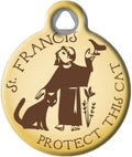 Dog Tag Art Religious Custom Pet ID Tag for Dogs and Cats, Personalized Dog Tag with Customized Identification Information, St. Francis Protect This Cat, Small (7/8" Diameter)