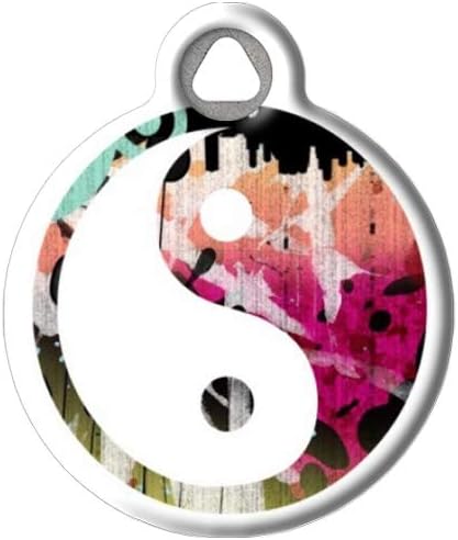 Dog Tag Art Religious Custom Pet ID Tag for Dogs and Cats, Personalized Dog Tag with Customized Identification Information, Colorful Yin Yang-, Small (7/8" Diameter)