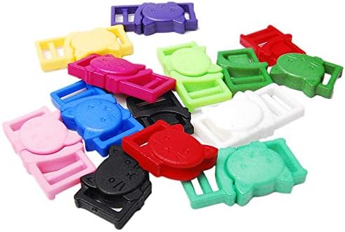25pcs 3/8" (11mm) Cat-Head Plastic Safty Breakaway Buckles for Bra Cat Dog Collar Paracord FLC124(Mix-s)