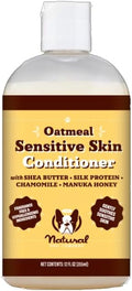 Natural Dog Company Sensitive Skin Dog Conditioner – Oatmeal Moisturizing for Sensitive & Itchy Skin, Detangling Grooming Formula for Long Haired Dogs, with Manuka Honey & Chamimile, 12 oz
