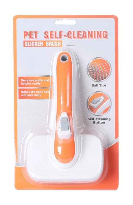 Self Cleaning Slicker Brush for Dogs Cats Deshedding Grooming Tool, Skin Friendly, Remove Loose fur Petfor Shedding Hair, Glides Naturally without Pulling