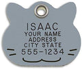 LuckyPet Pet ID Tag - Blue Plastic Cat Face - Durable Cat Tag - Easy to Read - Reflective on Back - Size: Large