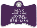 LuckyPet Plastic Pet ID Tags - Dog Personalized IDs - Durable Engraved Name Noiseless Tag - Suitable for Dogs and Cats - Outlasts Most Aluminum Tags - Large, Purple Bowtie