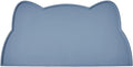 Cat Food Mat, Silicone Pet Feeding Mat for Floor Non-Slip Waterproof Dog Water Bowl Tray Cushion (17" x 10", Stone Blue)