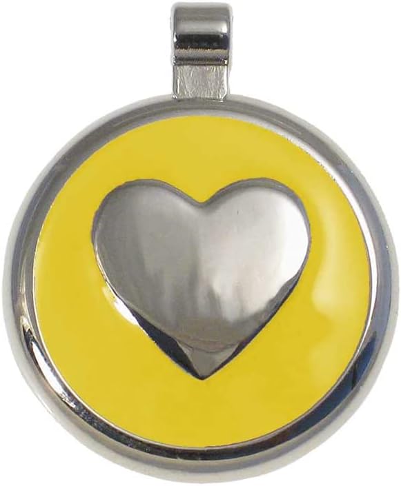 LuckyPet Heart Jewelry Pet ID Tag for Cats and Dogs, Personalized Engraving on The Back Side, Large Yellow Heart