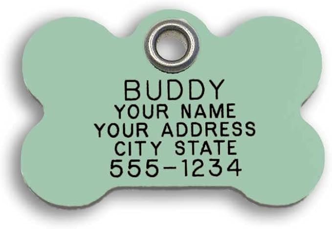 LuckyPet Plastic Pet ID Tags - Dog Personalized IDs - Durable Engraved Name Noiseless Tag - Suitable for Dogs and Cats - Outlasts Most Aluminum Tags - Small, Mint Bone