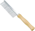 Dreamxue Pet Grooming Comb for Long Haired Cats & Dogs - Stainless Steel Pin Teeth Wooden Handle Fur Hair Brush - Removes & Prevents Matted Fur