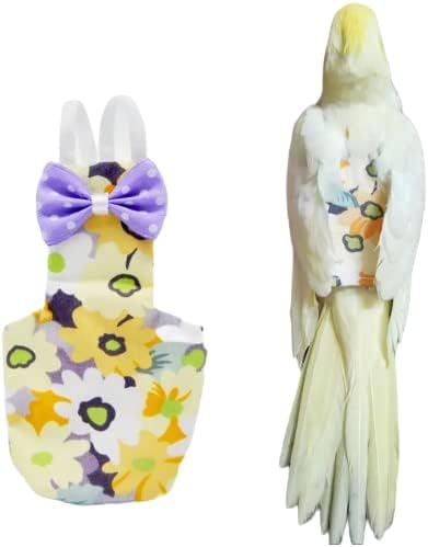 Bird Flight Suits Diapers for Monk Parakeets, Conures, Lovebirds, Cockatiels Flight Suits, Parrot Clothes, Bird Training Nappy Suit Liners Clothes (Medium,Yellow-A)