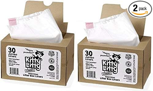 Cat Litter Box Liners 60 Count Drawstring, Kitty Litty Waste Liner Clean Up