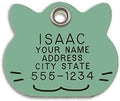 LuckyPet Pet ID Tag - Mint Plastic Cat Face - Durable Cat Tag - Easy to Read - Reflective on Back - Size: Large