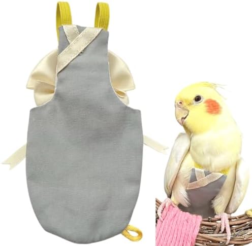 Bird Flight Suits Diapers, Parrot Flight Suits Diapers for Quaker Parakeets Cockatiels Conures Macaw African Grey, Bird Diaper, Parrot Clothes (Grey B,L)