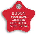 LuckyPet Plastic Pet ID Tags - Dog Personalized IDs - Durable Engraved Name Noiseless Tag - Suitable for Dogs and Cats - Outlasts Most Aluminum Tags - Small, Red Star