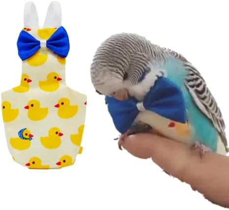 Bird Flight Suits Diapers for Monk Parakeets, Conures, Lovebirds, Cockatiels Flight Suits, Parrot Clothes, Bird Training Nappy Suit Liners Clothes (X-Small,Yellow-D)
