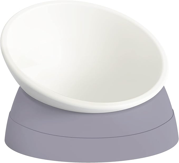 Ravitat Elevated Cat Food Bowl - Adjustable, Anti-Slip & Anti-Noise, Protects Pet's Spine, Thickened Plastic, 17 Oz