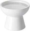 LoeJan Elevated Cat Food and Water Bowls Set, Extra Wide and Raised Ceramic Bowls, Anti-Vomit Whisker-Free Pressure Cat Feeder for Kittens to Adult Cats and Small Dogs (White, Water Bowl)