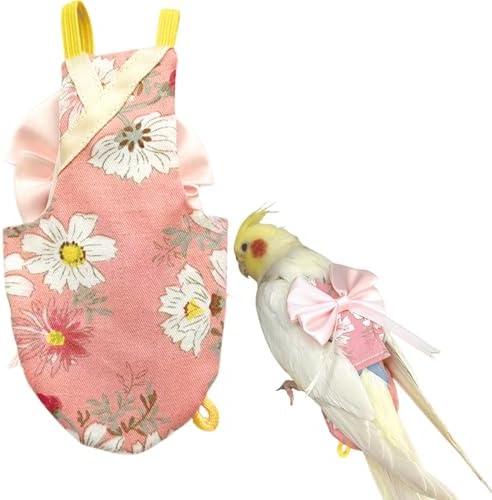 Bird Flight Suits Diapers, Parrot Flight Suits Diapers for Quaker Parakeets Cockatiels Conures Macaw African Grey, Bird Diaper, Parrot Clothes (Pink A,XS)