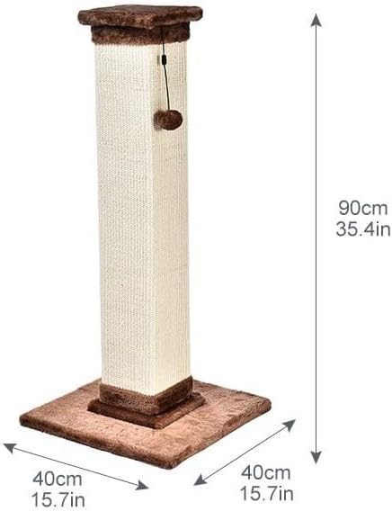 Amazon Basics Cat Scratcher - Indoor Classic Single Cat & Kittens Scratching Post with Sisal Rope,Large (35.4"H) - Brown