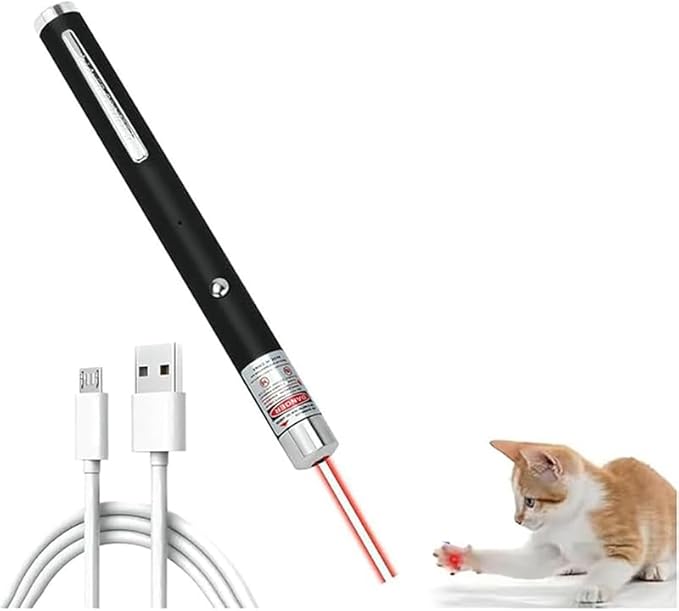 Laser Pointer for Cats Dogs Rechargeable Cat Laser Toys Interactive Cat Toys for Indoor Pet Toys Laser Presentation Remotes Red Light (1 PCS Pack Red Light, USB Rechargeable)