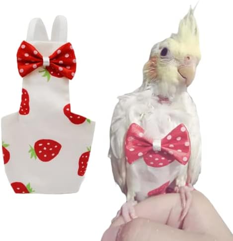 Bird Flight Suits Diapers for Monk Parakeets, Conures, Lovebirds, Cockatiels Flight Suits, Parrot Clothes, Bird Training Nappy Suit Liners Clothes (Medium,Red)