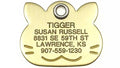 LuckyPet Pet ID Tag - Polished Brass Cat Face - Durable Cat Tag - Easy to Read - Reflective on Back - Size: Small