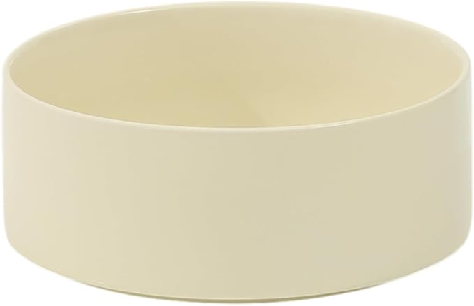 Ceramic 8.2inch Dog Bowl for Large-Breed Dogs, Anti-Slip and Weighted Pet Food and Water Bowl (Single Bowl -Light Yellow)